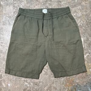 Sunspel Shorts Mens Small Green Linen Cotton Blend 9” Drawstring Beach Lounge
